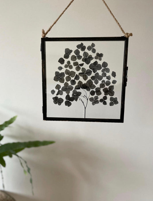 Dried Flower Wall Art Frame, Hydrangea Black