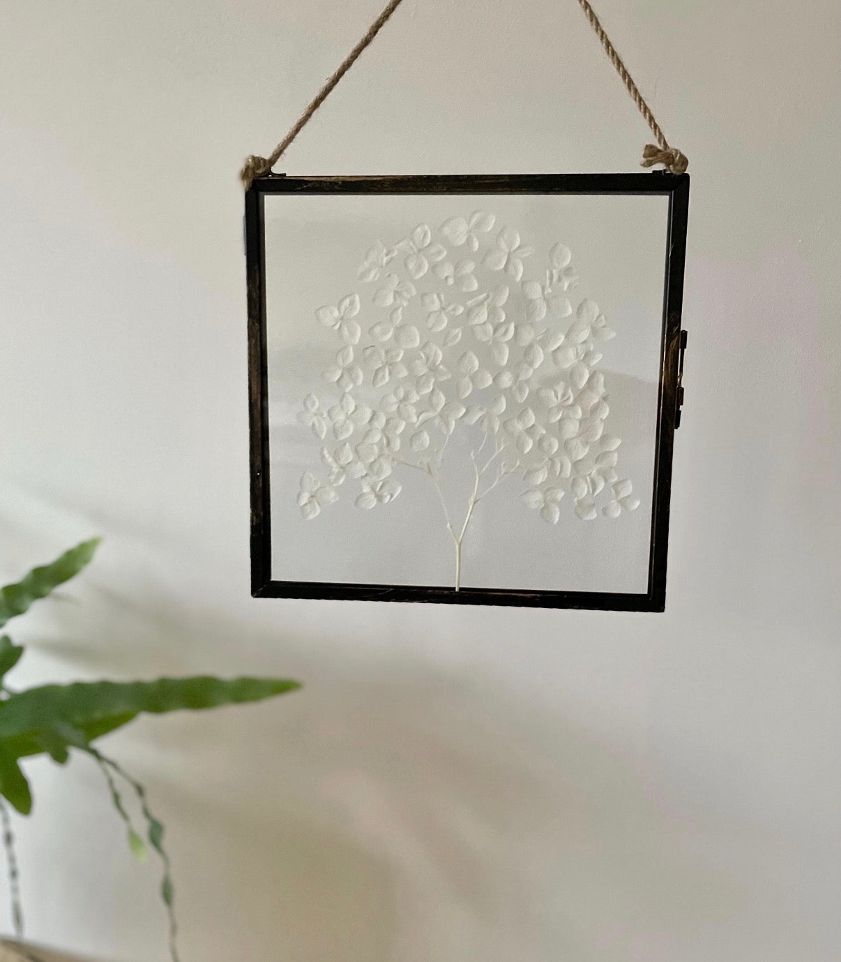 Dried Flower Wall Art Frame, Hydrangea White