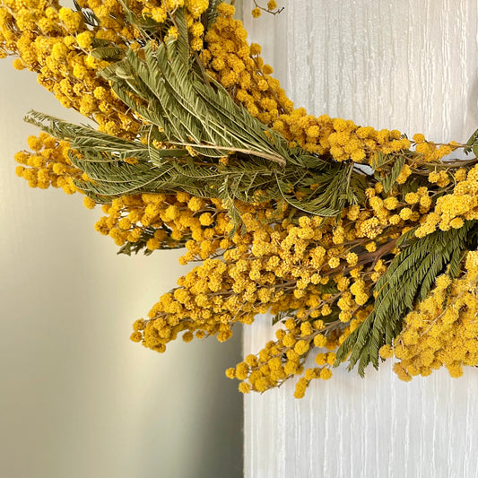 Dried Flower Wreath - Mimosa Yellow