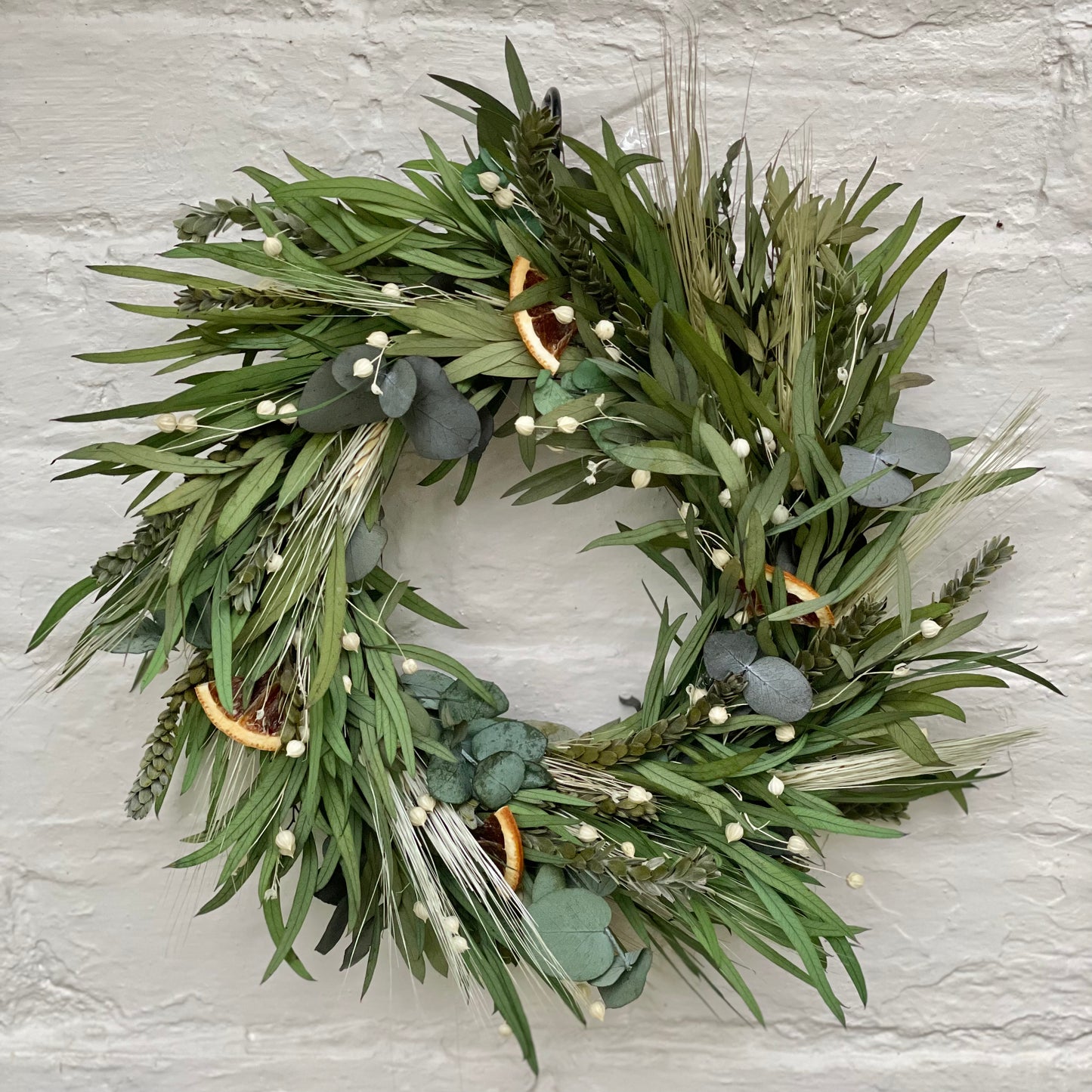 Dried Flower Wreath - Winter Green, Orange Peel