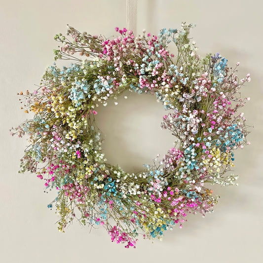 Dried Flower Wreath - Rainbow Gypsophila