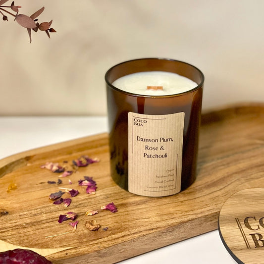 Woodwick Candle - Damson Plum, Rose & Patchouli